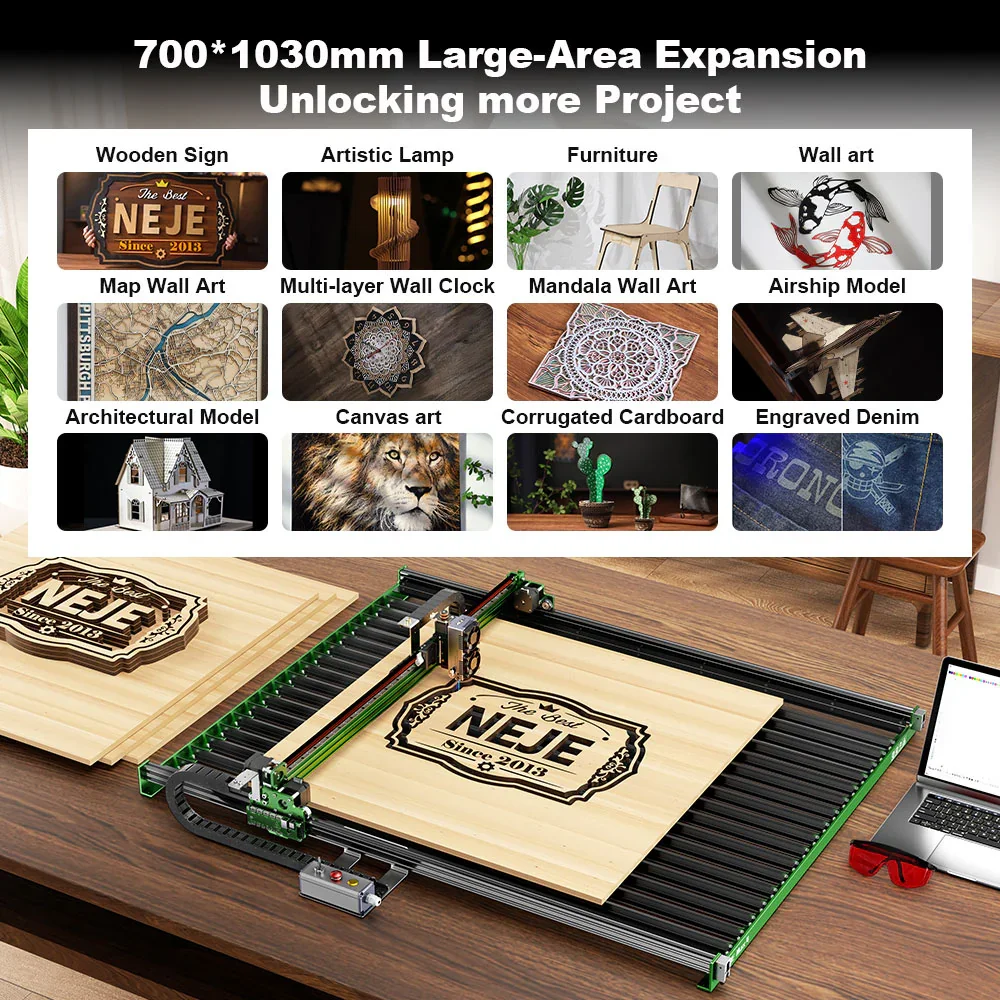 NEJE Max 4 V2 E80 24W de alta  - Industrial Laser Engraver For Wood avaliação e preço